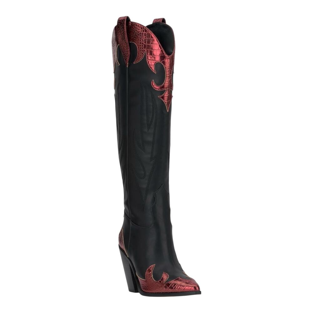 Jessica Simpson Women's Rhetta Flame Knee High Cowboy Boots Black Size 7 M